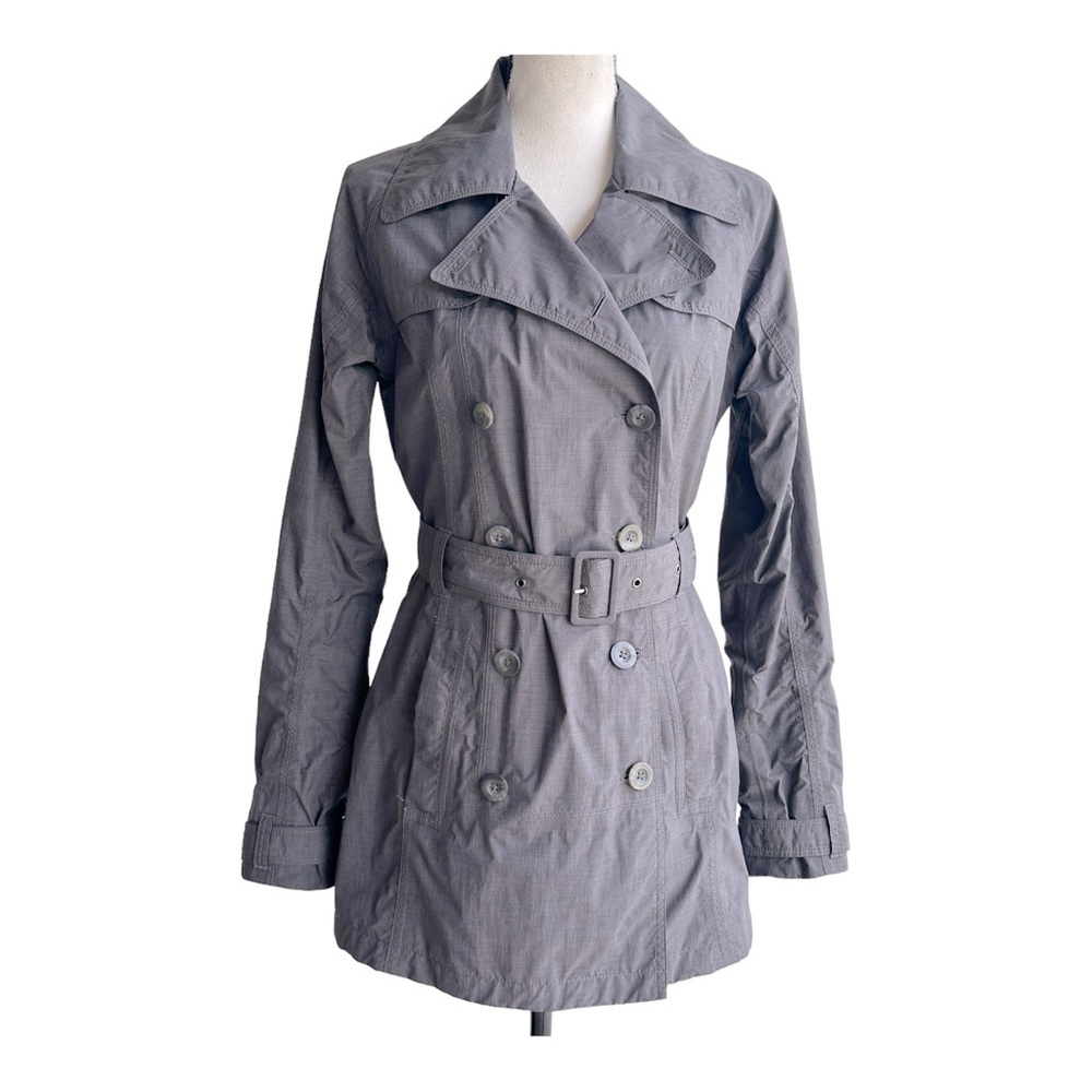 North Face Women Belted  Full-Zip Gray Trench Coat Size Small‎